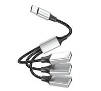 MOGOOD Adaptateur USB C vers 3 USB 2.0 Hub Dongle | Argent 1 Pièce，Aluminium，3 ports USB-A, lecture simultanée. Compatible MacBook, iPad, Surface Go, Galaxy S8/S9, Dell XPS