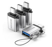 MOGOOD Adaptateur USB C vers USB, Adaptateur USB C Mâle vers USB 3.0 Femelle (Pack de 4, Argent) Convertisseur Compatible avec Les Ordinateurs Cartes de Jeu et Autres Appareils de