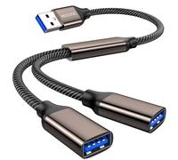 MOGOOD Câble Répartiteur USB 3.0, Cable Double USB, Adaptateur 1 Mâle vers 2 Femelle 5Gbps, Hub Multiport USB, Rallonge Type A Double pour Voiture, Ordinateur Portable, PS5, TV, Clé USB, Clavier