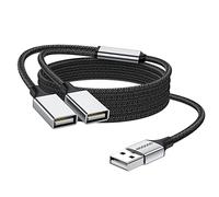 MOGOOD Câble Splitter USB 1m, PC, Mac, PS5, Charge+Données, Multiport, Hub | nylon tressé, aluminium, 480Mbps, Charge & Données, Plug-Play, Multiport, USB-Hub, Adaptateur, bureau, voyage, maison, gaming