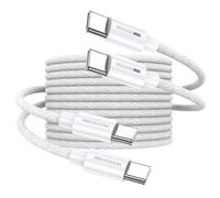 MOGOOD câble USB C vers USB C, 2 pièces USB type C 100W PD 3.0 câble de charge rapide pour iPhone 15/15 Pro / 15 pro Max, Samsung Galaxy S23 / s22, iPad pro, xiaomi mi 14, etc. (blanc, 1M + 1m)