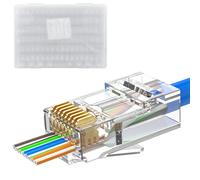 MOGOOD Cat 6 Pass Through Connecteurs RJ45 10 Gbps, 50 pièces Ethernet modulaires Cat 6, connecteurs RJ45 hautes performances, adaptés pour 24 câbles Ethernet AWG
