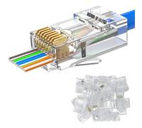 MOGOOD Connecteur Cat 6 Pass Through, Paquet de 25 Connecteur RJ45 Cat6, Convient aux Câbles UTP Cat6/Cat5/Cat5e à Paires Solides et Torsadées