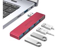 MOGOOD Hub USB 3.0 5Gbit/s, 4 Ports, UltraFin, Portable, Rouge Droite