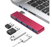 MOGOOD Hub USB 3.0 5Gbit/s, 4 Ports, UltraFin, Portable, Rouge Gauche