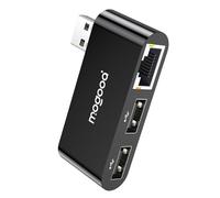 MOGOOD HUB USB Ethernet, Adaptateur USB vers Gigabit Ethernet, Hub Type A avec 2*USB 2.0 et RJ45 1000Mbps, Adaptateur Réseau Ethernet Noir pour Ordinateur Portable, PC, MacBook Air/Pro, Windows 11 etc