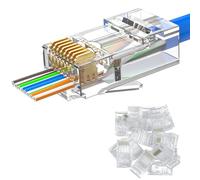 MOGOOD Lot de 10 connecteurs droits RJ45 Cat6 Ethernet non blindés Cat 6 pour câbles UTP fixes ou torsadés