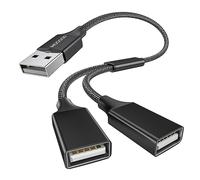 MOGOOD Splitter USB 1 vers 2, 1 pc, PC, Mac, PS5,Noir,Charge+Données,Hub | nylon tressé, aluminium, 480Mbps, Charge & Données, Plug-Play, Multiport, USB-Hub, Adaptateur, bureau, voyage, maison, gaming