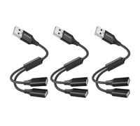MOGOOD Splitter USB 1 vers 2, Lot 3, PC, Mac, PS5, Noir, Charge, USB-Hub | nylon tressé, aluminium, 480Mbps, Charge & Données, Plug-Play, Multiport, USB-Hub, Adaptateur, bureau, voyage, maison, gaming