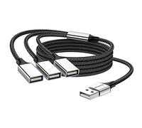 MOGOOD Splitter USB 3 en 1, 1 Macho a 3 Hembra, 1m, Alu/Nailon, Carga/Datos
