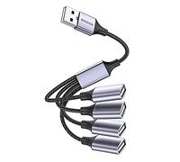 MOGOOD Splitter USB 4 en 1, 480Mbps, 1 Paq, Alu Gris, 4 Ports, Compact | 1.0A Charge, Plug-Play, Compatible PC/Portable/Clavier/Souris, Maison/Bureau/Voyage, Robuste et Polyvalent