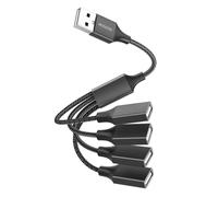 MOGOOD Splitter USB 4 en 1, 480Mbps, 1 Paq, Noir, 4 Ports, Compact | 1.0A Charge, Plug-Play, Compatible PC/Portable/Clavier/Souris, Maison/Bureau/Voyage, Robuste et Polyvalent