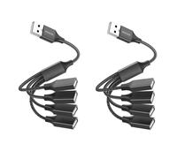 MOGOOD Splitter USB 4 en 1, 480Mbps, 2 Paq, Noir, 4 Ports, Compact