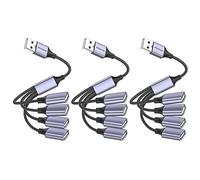 MOGOOD Splitter USB 4 en 1, 480Mbps, 3 Paq, Alu Gris, 4 Ports, Compact | 1.0A Charge, Plug-Play, Compatible PC/Portable/Clavier/Souris, Maison/Bureau/Voyage, Robuste et Polyvalent