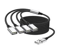 MOGOOD Splitter USB 4 en 1, 480Mbps, 4 Ports, 2m, Noir, Compact | 1.0A Charge, Plug-Play, Pour PC/Portable/Clavier/Souris, Maison/Bureau/Voyage, Robuste et Polyvalent