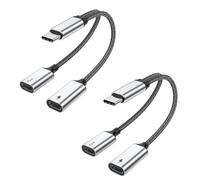 MOGOOD Splitter USB-C 1 vers 2, 60W PD, 480Mbps, Double USB-C, Lot 2 Kabel | câble nylon tressé, compatible MacBook, iPad, Samsung, PC, casque, données, charge rapide, voyage, bureau, gaming, audio