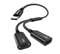 MOGOOD Splitter USB-C 1 vers 2, Alu/Nylon, USB2.0, 5V/0.9A, 1 Pcs, Compact | 2x USB-C,480Mbps Données,Charge,Plug-Play,Pour Souris/Clavier/Écouteurs,PC/Portable/Tablette,Bureau/Voyage,Léger,Résistant