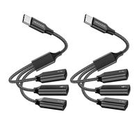 MOGOOD USB C Répartiteur, USB C Mâle à 3 USBC Femelle Adaptateur, Type C Répartiteur avec Transfert de Données et 60W de Charge pour iPhone 15/16, MacBook Air/Pro, Ordinateur Portable (Lot de 2)