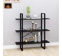 Mogou Étagère 3 niveaux, bibliothèque étagère, étagère à livres, étagère escalier, étagères pour chambre d'enfant, meubles étagères, bois massif de pin noir 100 x 30 x 105 cm