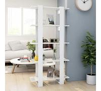 Mogou Étagère/séparateur d'espace, bibliothèque étagère, étagère à livres, étagère haute, étagère escalier, étagères pour chambre d'enfant, aggloméré blanc brillant 80 x 30 x 160 cm
