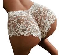 MOGSA 3 culottes en dentelle - Culotte transparente grande taille - Confortable - Taille basse - Sous-vêtements respirants - Lingerie féminine - Blanc, M
