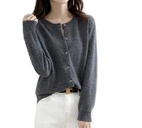 MOGSA Cardigan chandails pour femmes, cardigans à col rond, printemps, automne, tricotés en cachemire, pulls à simple boutonnage, gris foncé, XL (62-67) kg