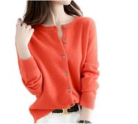 MOGSA Cardigan pour femme - Pull à col rond - Printemps et automne - En tricot cachemire - Simple boutonnage