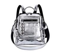 MOGSA Cartable pour femme - Sac à dos multifonction - Argenté