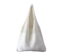 MOGSA Mujeres Sac à bandoulière en toile Sacs à main tricotés pour femme Grande capacité Sac fourre-tout d'été Sac de plage Grand sac à main décontracté creux tissé sacs à bandoulière - Blanc
