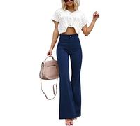 MOGSA Pantalon évasé en velours côtelé pour femme - Taille haute - Bootcut - Bas évasé - Pantalon streetwear