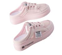 MOGSA Pantoufles pour femme - Demi-chaussons assortis à bout fermé - Pantoufles d'extérieur à plateforme - Chaussures blanches, rose, 39 EU