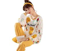 MOGSA Pyjama pour femme Automne Hiver Kawaii Ensemble de pyjama pour femme Pyjama en coton à manches longues Grand pyjama tendance Vêtements de nuit Grande taille 4XL 5XL 11,4XL pour 90-100 kg