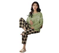 MOGSA Pyjama pour femme Automne Hiver Kawaii Ensemble de pyjama pour femme Pyjama en coton à manches longues Grand pyjama tendance Vêtements de nuit Grande taille 4XL 5XL 4,3XL pour 80-90 kg