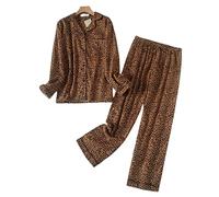 MOGSA Pyjama pour femme - Grande taille S-Xxxl - Vêtements pour femme en flanelle de coton - Tenue d'intérieur - Automne printemps - Pyjama imprimé à carreaux - Hauts de nuit - 10, Xxxl