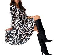 MOGSA Robe longue pour femme avec boutons et col en V et manches longues - Robe de fête de printemps élégante pour femme - Abricot, M