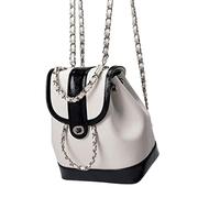 MOGSA Sac à dos d'écolier pour femme - Automne et hiver - Mini chaîne - Sac à dos pour femme - En cuir ciré - Noir