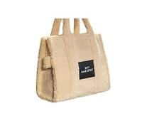 MOGSA Sac fourre-tout en peluche pour femme - Sac à bandoulière d'hiver en fausse fourrure pour femme - Abricot clair, beige