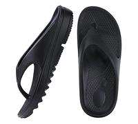 MOGSA Tongs à semelle épaisse pour femme et homme, tapis de yoga d'été, sandales de plage pour la douche, pantoufles souples antidérapantes, noires, 36 (22 cm)