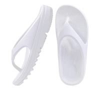 MOGSA Tongs à semelle épaisse pour femme et homme, tapis de yoga d'été, sandales de plage pour la douche, pantoufles souples antidérapantes, blanches, 42 (25,4 cm)