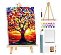 MOGTAA Arbre de Vie Peinture Numero Enfant Adulte avec Cadre, Paysage Peinture par Numero Adulte avec Chevalet, DIY Numéro d'Art Kits, Loisirs Créatifs Adultes, pour décoration, 20x30cm