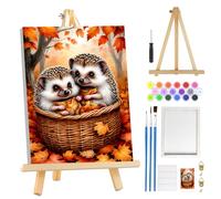 MOGTAA Automne Peinture Numero Enfant Adulte avec Cadre, Hérisson Peinture par Numero Adulte avec Chevalet, DIY Paysage Numéro d'Art Kits, Loisirs Créatifs Adultes, 20x30cm