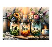 MOGTAA Foi Espérance Amour Diamant Peinture pour Adulte Débutant, 5D Diamond Painting Complet Diamant Kit, Diamant Painting Strass Point de Croix Cristal pour Murale Décor 30x40cm