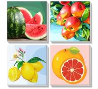 MOGTAA Lot de 4 kits de peinture à l'huile sur toile encadrée par numéros pour enfants de 8 à 12 ans (20,3 x 20,3 cm)