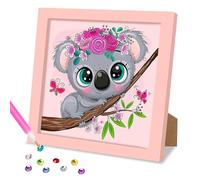 MOGTAA Mignon Koala Diamond Painting Kits Pour Enfants avec Cadre, Animaux et fleurs 5D Broderie Diamant Kit Complet, DIY Diamant Art, pour Décoration Intérieur 18x18cm
