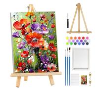 MOGTAA Peinture Numero Enfant Adulte avec Cadre, Fleurs Paysage Peinture par Numero Adulte avec Chevalet, DIY Numéro d'Art Kits, Loisirs Créatifs Adultes, pour décoration d'intérieur, 20x30cm