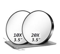 Moguri Lot de 10 et 20 miroirs grossissants, 8,8 cm, avec deux ventouses, kit de miroir grossissant de voyage, livré avec sac de rangement portable
