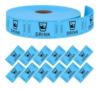 Moguri Lot de 1000 rouleaux de jetons, bons pour boissons bleues de qualité supérieure pour événements, tombola, charme discret et design pratique