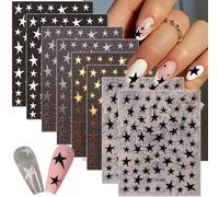 Moguri Lot de 8 feuilles d'autocollants 3D pour nail art - Étoile - Autocollants à paillettes - Géométrie brillante - Décoration des ongles en acrylique
