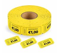 Moguri Wertmarken 1000 pièces, jetons de 1 Euro en Rouleau perforé, Tickets Repas Bons Boisson chapiteau Bar Mariage Anniversaire (Jaune)