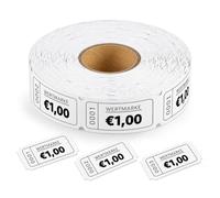 Moguri Wertmarken Blanc 1000 pièces, jetons de 1 Euro en Rouleau perforé, Tickets Repas Bons Boisson chapiteau Bar Mariage Anniversaire